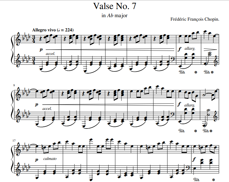 Frédéric François Chopin. - Valse No. 7 in Ab major sheet piano